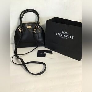Coach Crossgrain Black Leather MINI Cora Domed Sierra Satchel Bag  Pristine